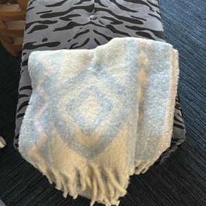 Tribal print wide body Scarf Wrap super soft long cozy 72 x 17 noodle fringe